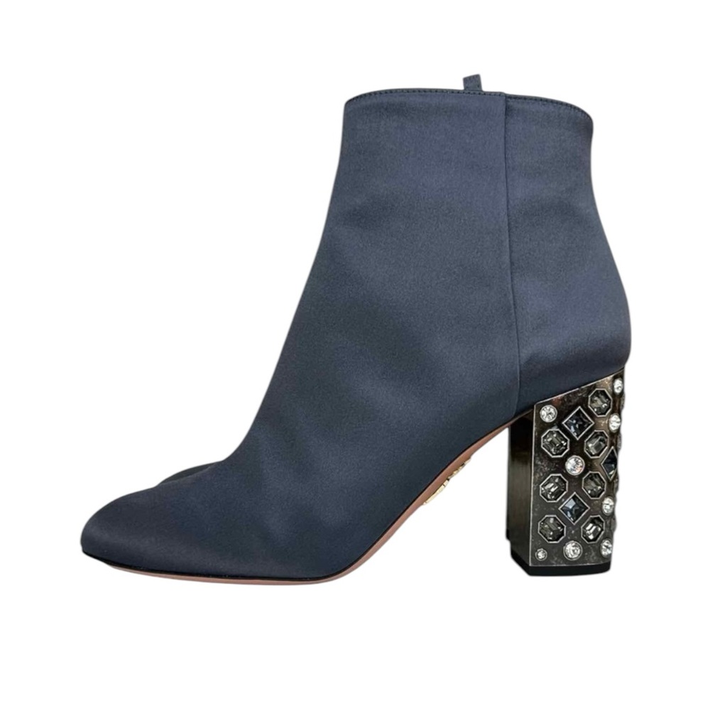 Aquazzura New Amber Silk Satin Jeweled Bootie Size 37.5
